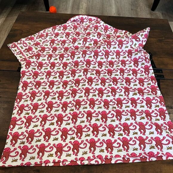 NWT Roller Rabbit Lovely Monkey Polo Pajama Top Large Red - Picture 7 of 9